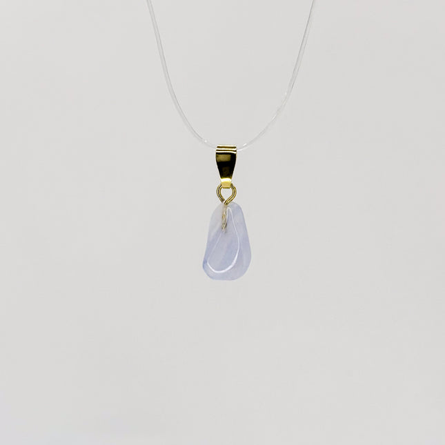 Chalcedon blau Anhänger - vergoldet 925 Silber