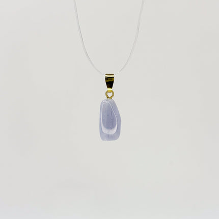 Chalcedon blau Anhänger - vergoldet 925 Silber