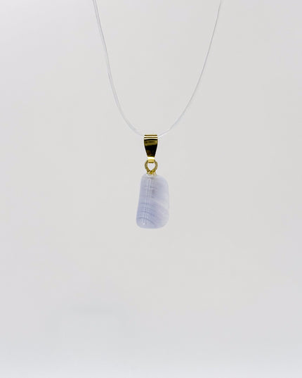 Chalcedon blau Anhänger - vergoldet 925 Silber