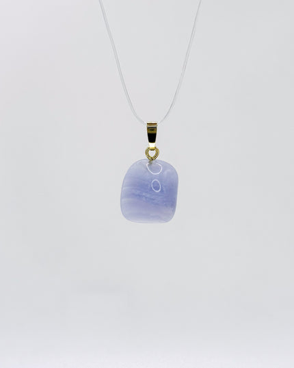 Chalcedon blau Anhänger - vergoldet 925 Silber
