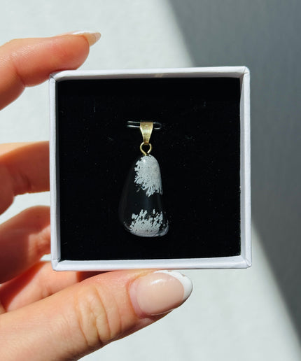 Obsidian (Schneeflockenobsidian) Kettenanhänger