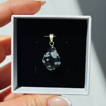 Obsidian (Schneeflockenobsidian) Kettenanhänger