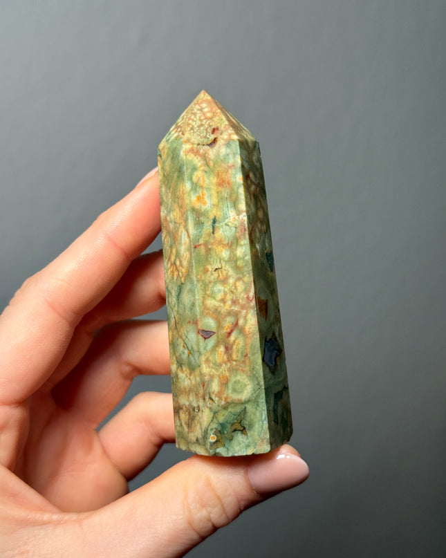 Regenwald Jaspis (Rhyolith) Spitzen