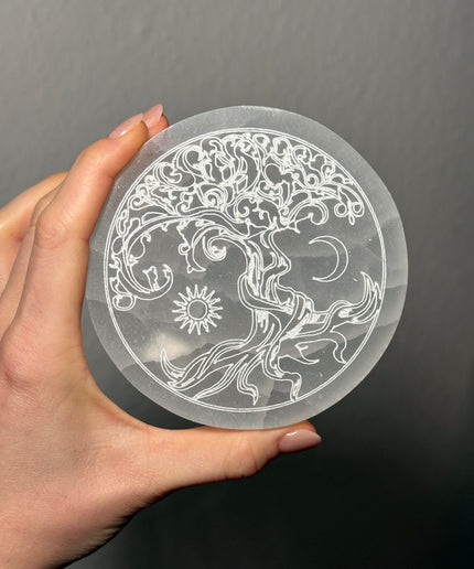 Selenit Scheibe "Yin/Yang"