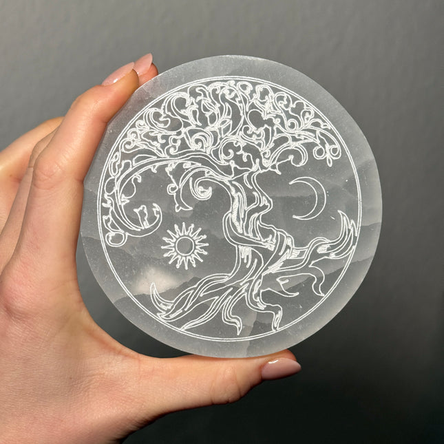 Selenit Scheibe "Yin/Yang"