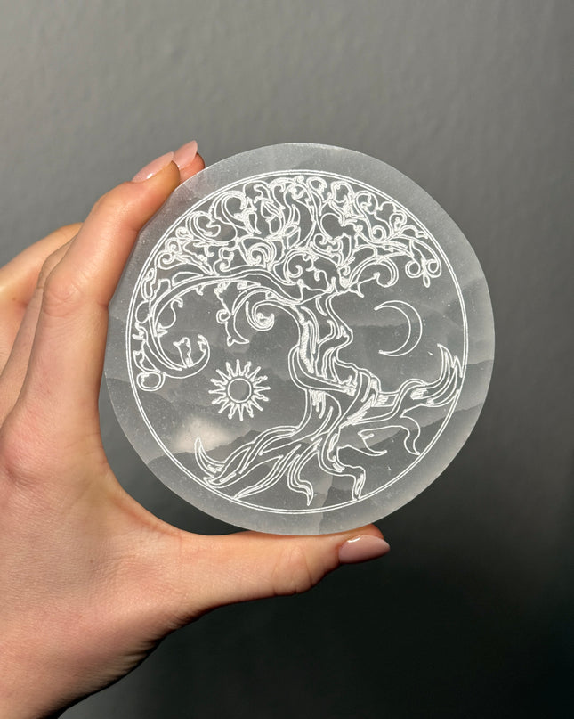 Selenit Scheibe "Yin/Yang"
