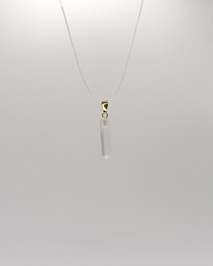 Lemurienquarz (Bergkristall) Anhänger - vergoldet 925 silber