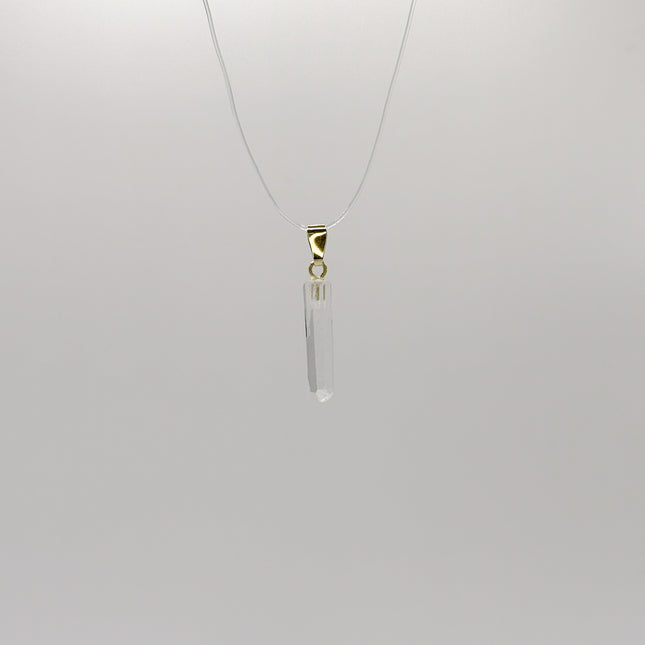 Lemurienquarz (Bergkristall) Anhänger - vergoldet 925 silber