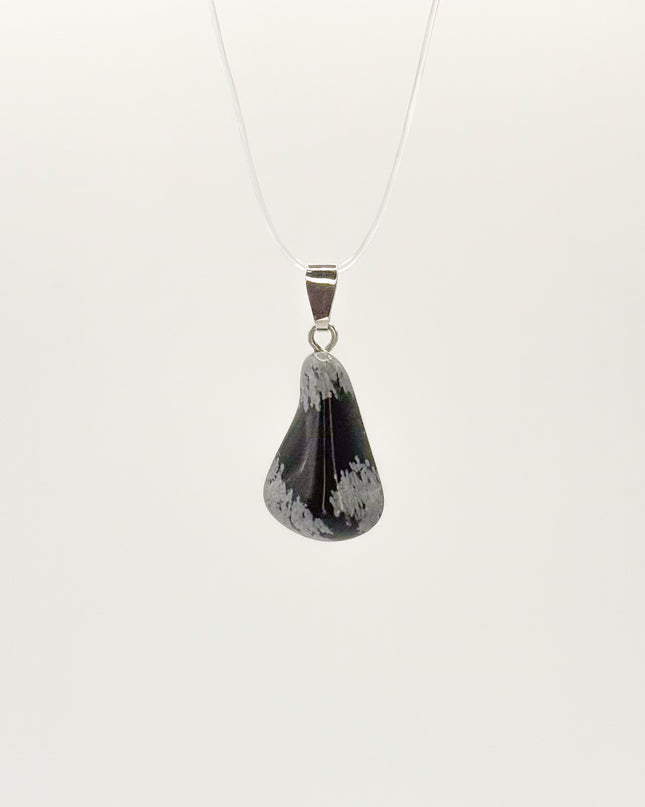 Schneeflocken Obsidian Anhänger - 925 Silber