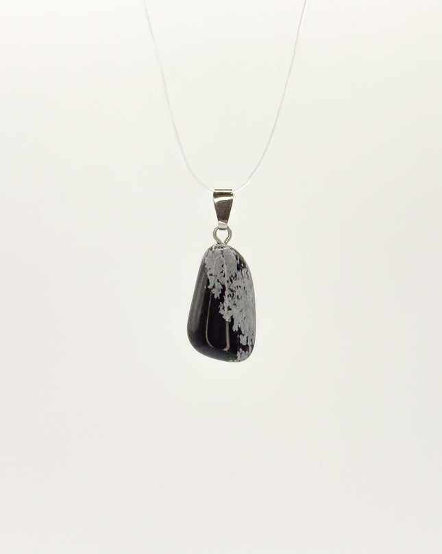 Schneeflocken Obsidian Anhänger - 925 Silber