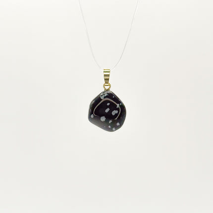 Schneeflocken Obsidian Anhänger - 925 Silber vergoldet