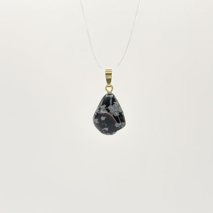 Schneeflocken Obsidian Anhänger - 925 Silber vergoldet