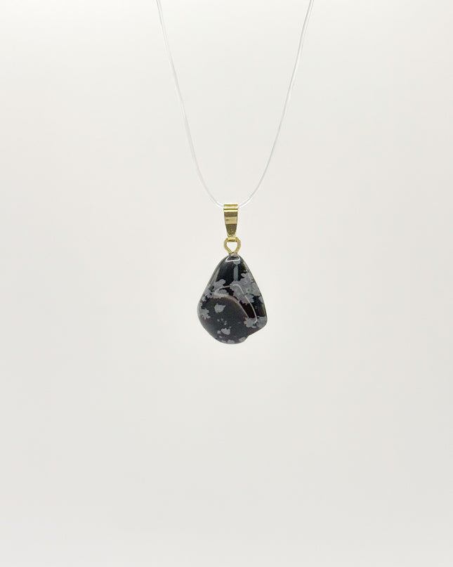 Schneeflocken Obsidian Anhänger - 925 Silber vergoldet