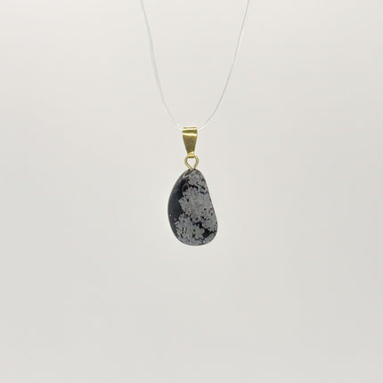 Schneeflocken Obsidian Anhänger - 925 Silber vergoldet