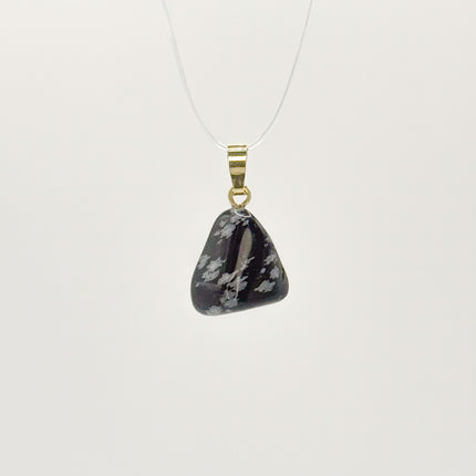 Schneeflocken Obsidian Anhänger - 925 Silber vergoldet