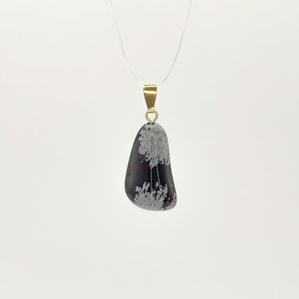 Schneeflocken Obsidian Anhänger - 925 Silber vergoldet