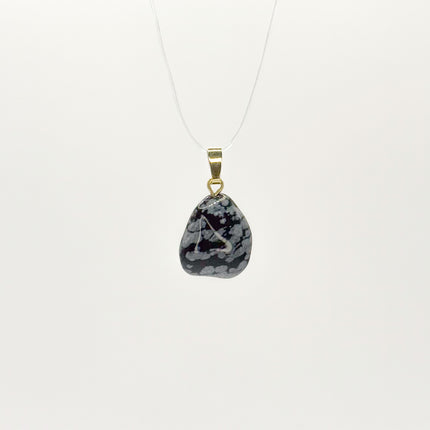 Schneeflocken Obsidian Anhänger - 925 Silber vergoldet