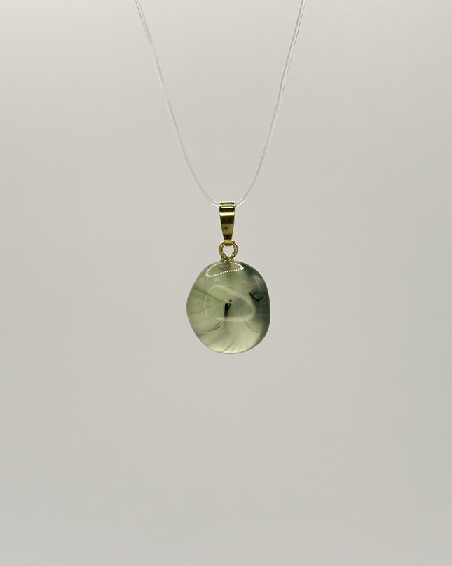 Prehnit Anhänger - 925 Silber vergoldet