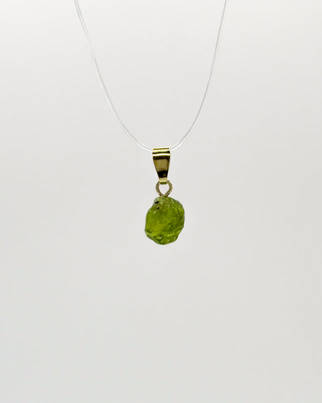 Peridot (roh) Anhänger - 925 Silber vergoldet