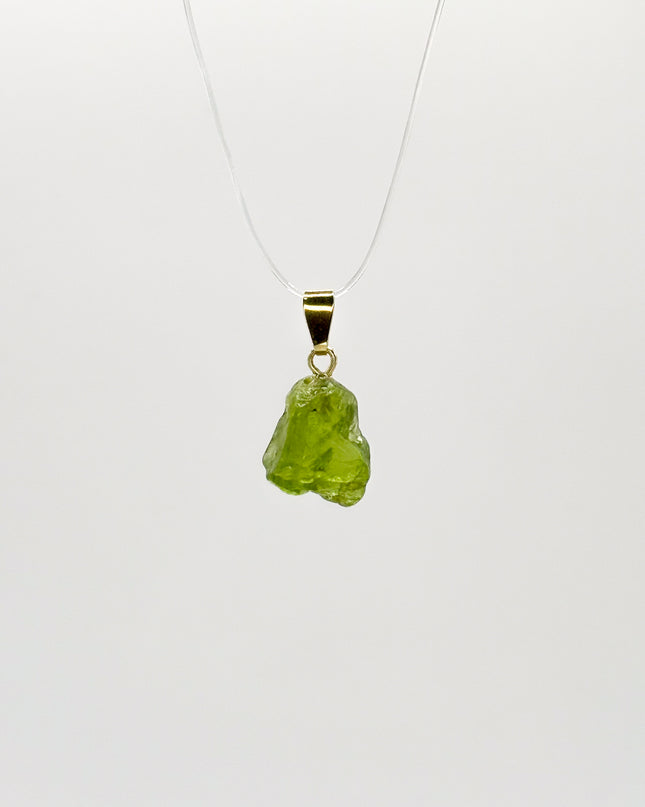 Peridot (roh) Anhänger - 925 Silber vergoldet