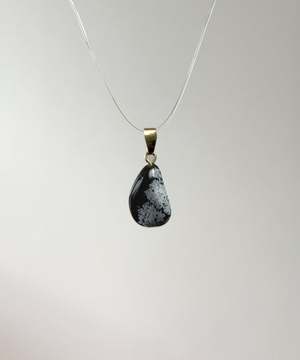 Obsidian (Schneeflockenobsidian) Kettenanhänger