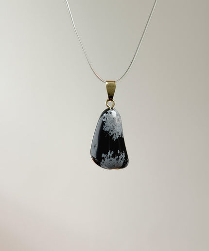 Obsidian (Schneeflockenobsidian) Kettenanhänger