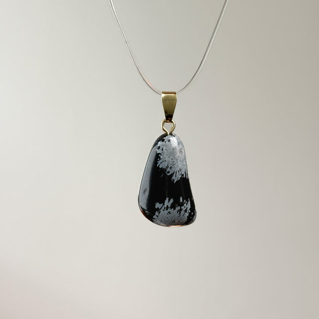 Obsidian (Schneeflockenobsidian) Kettenanhänger