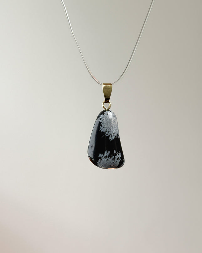 Obsidian (Schneeflockenobsidian) Kettenanhänger