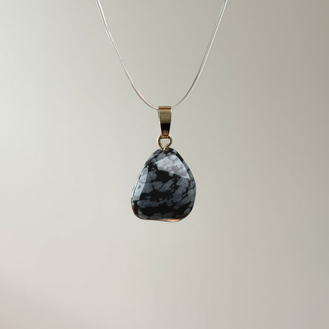Obsidian (Schneeflockenobsidian) Kettenanhänger