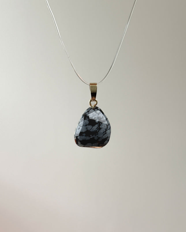 Obsidian (Schneeflockenobsidian) Kettenanhänger