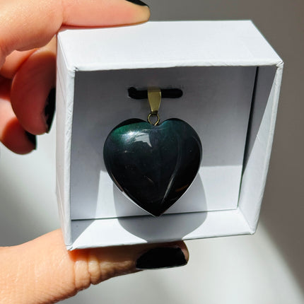 Obsidian (Regenbogenobsidian) Herz Kettenanhänger