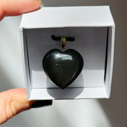 Obsidian (Regenbogenobsidian) Herz Kettenanhänger
