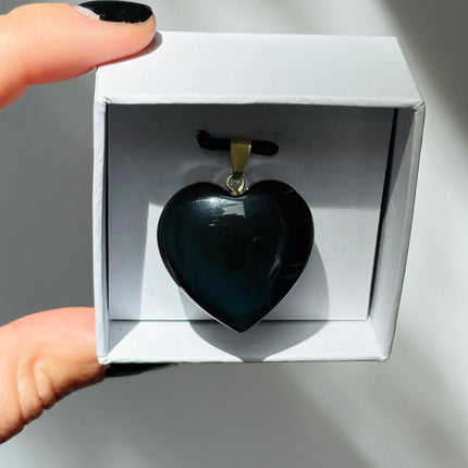 Obsidian (Regenbogenobsidian) Herz Kettenanhänger