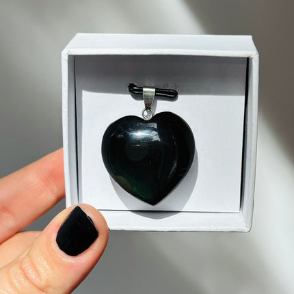 Obsidian (Regenbogenobsidian) Herz Kettenanhänger