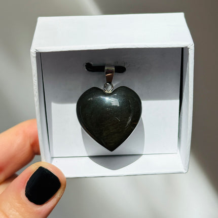 Obsidian (Regenbogenobsidian) Herz Kettenanhänger