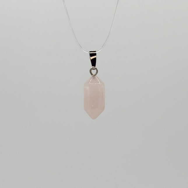Rosenquarz Doppelender Anhänger - 925 Silber