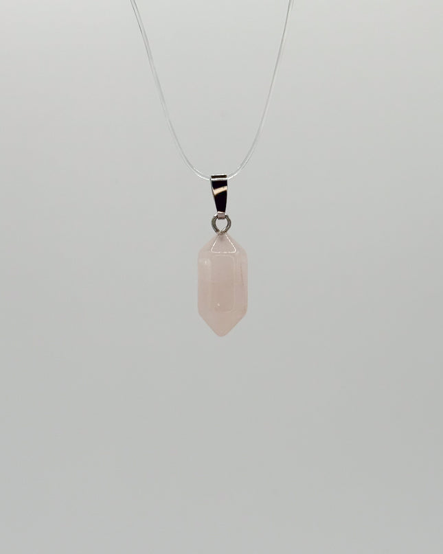 Rosenquarz Doppelender Anhänger - 925 Silber