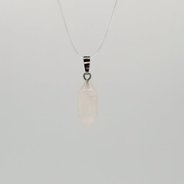 Rosenquarz Doppelender Anhänger - 925 Silber