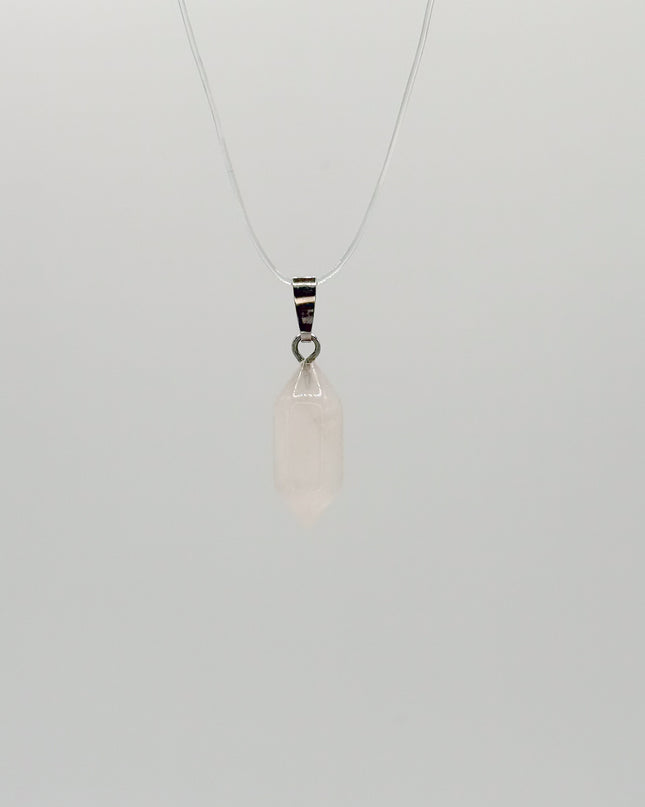 Rosenquarz Doppelender Anhänger - 925 Silber