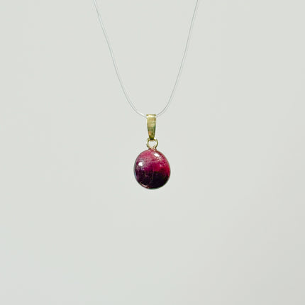 Rubin (Cabochon) Anhänger - 925 Silber vergoldet