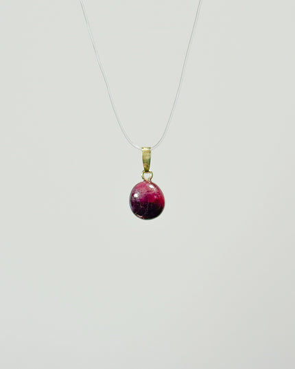 Rubin (Cabochon) Anhänger - 925 Silber vergoldet