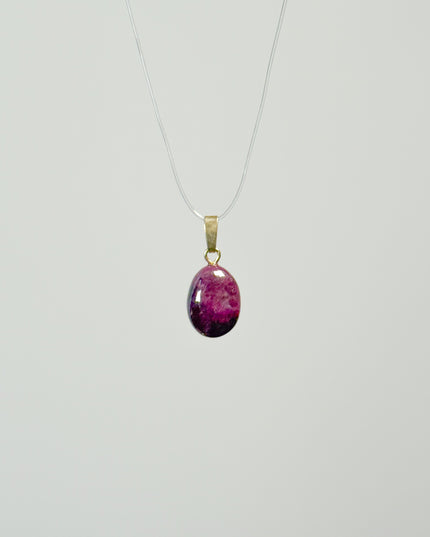 Rubin (Cabochon) Anhänger - 925 Silber vergoldet
