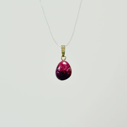 Rubin (Cabochon) Anhänger - 925 Silber vergoldet