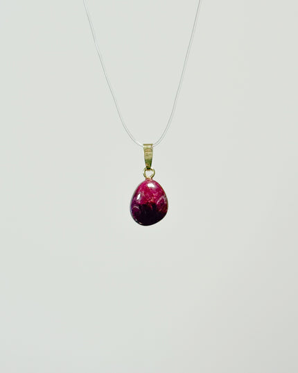 Rubin (Cabochon) Anhänger - 925 Silber vergoldet