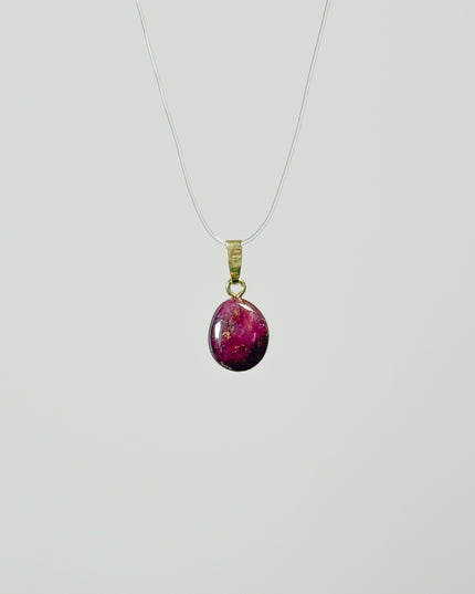 Rubin (Cabochon) Anhänger - 925 Silber vergoldet