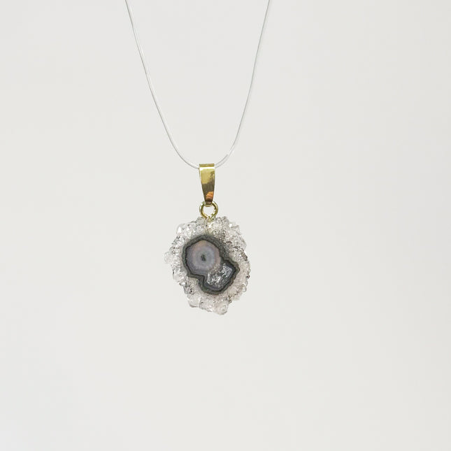 Quarz Blume Anhänger - 925 Silber vergoldet