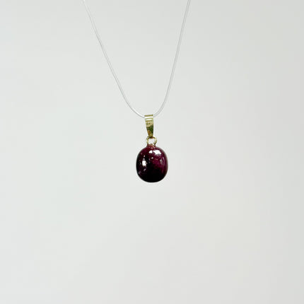 Rubin (Cabochon) Anhänger - 925 Silber vergoldet