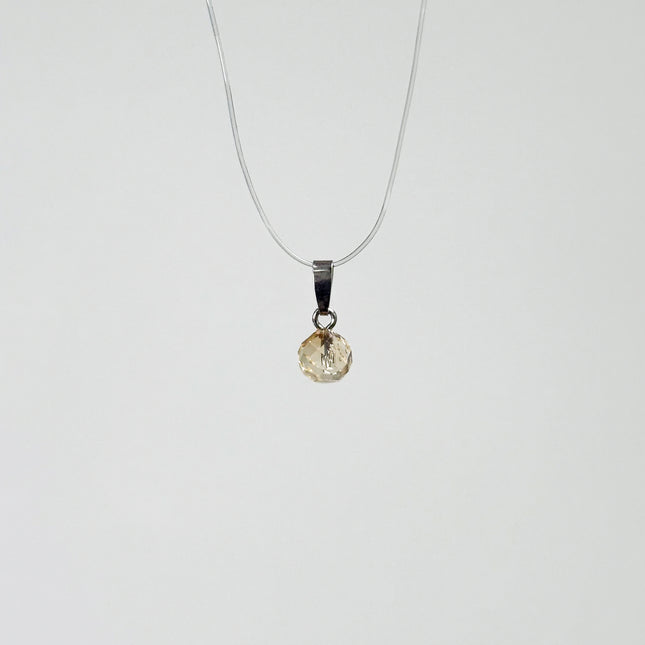 Citrin Kugel (facettiert) Anhänger - 925 Silber