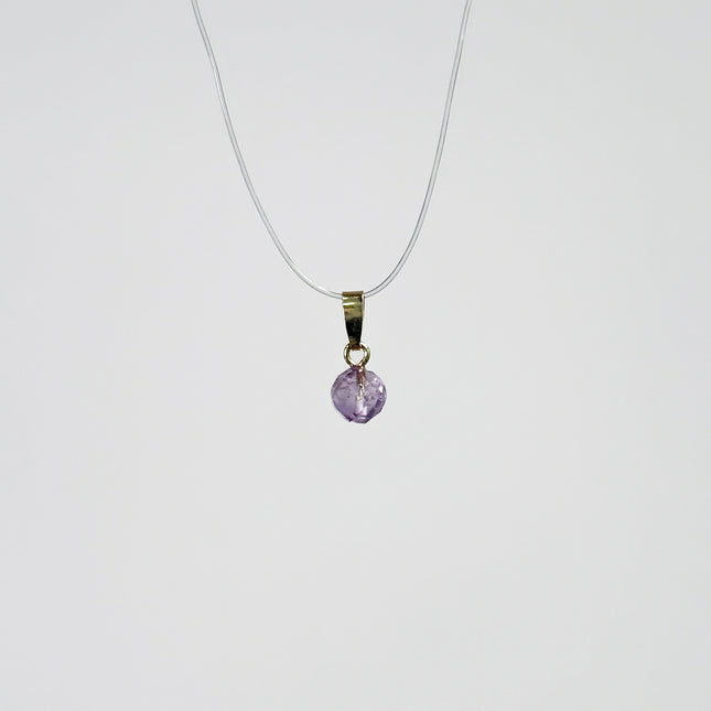 Amethyst Kugel (facettiert) Anhänger - 925 Silber vergoldet
