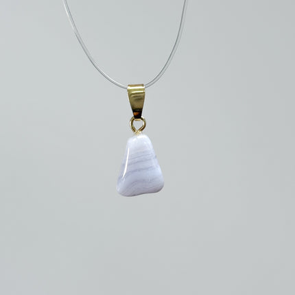 Chalcedon blau Anhänger - vergoldet 925 Silber